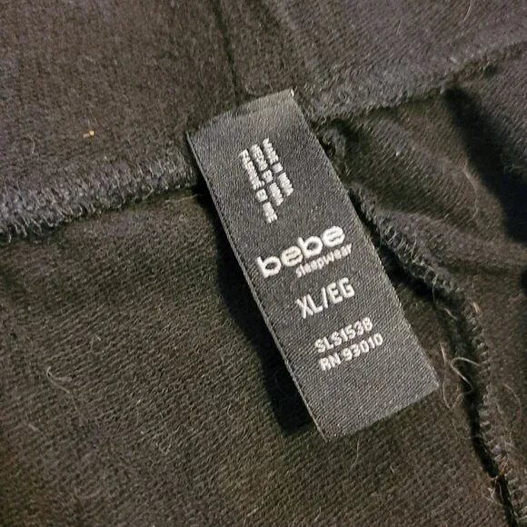 Bebe Women's Size XL Black Joggers With Logo Contrast Stitching Drawstring Waist - Picture 9 of 10